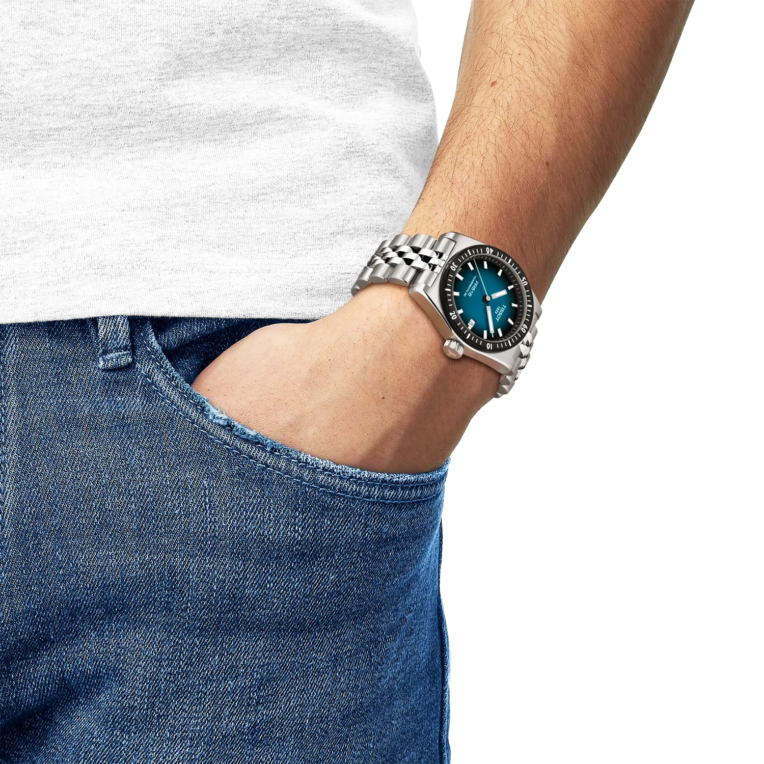 PR516 38mm Blue-Black Gradient Dial Steel Bracelet Mens Automatic Watch - Image 2