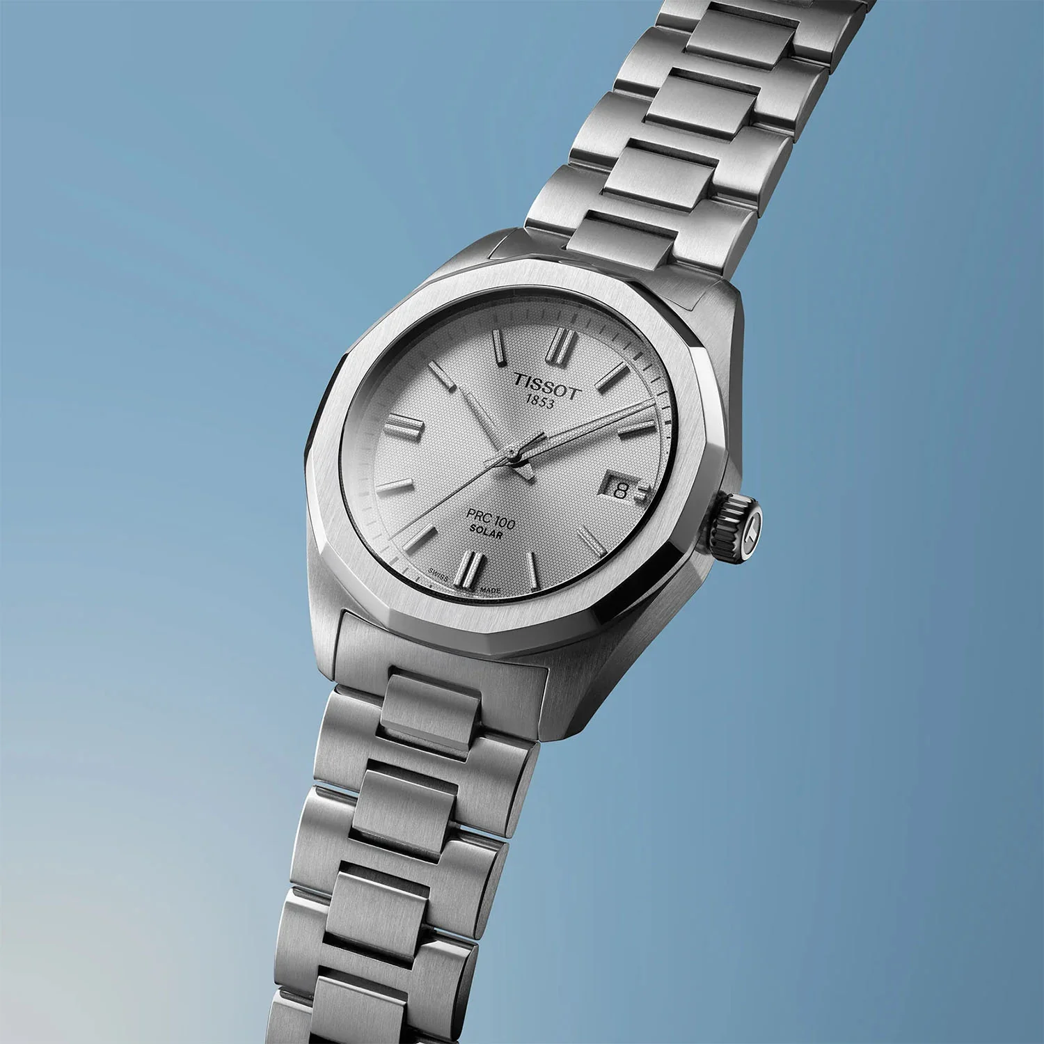 PRC 100 Solar 34mm Silver Dial Steel Bracelet Watch - Image 2