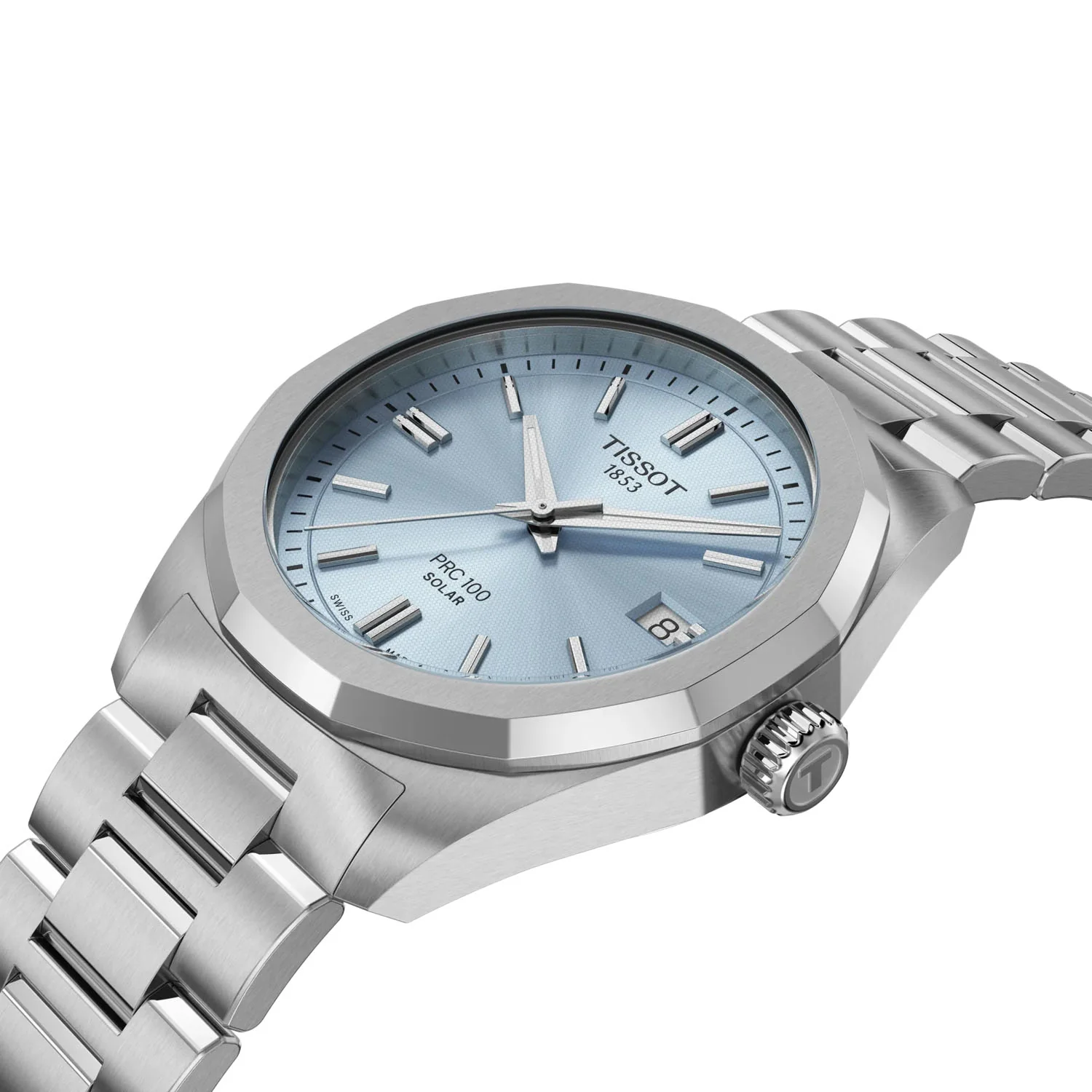 PRC 100 Solar 34mm Ice Blue Steel Bracelet Watch - Image 3