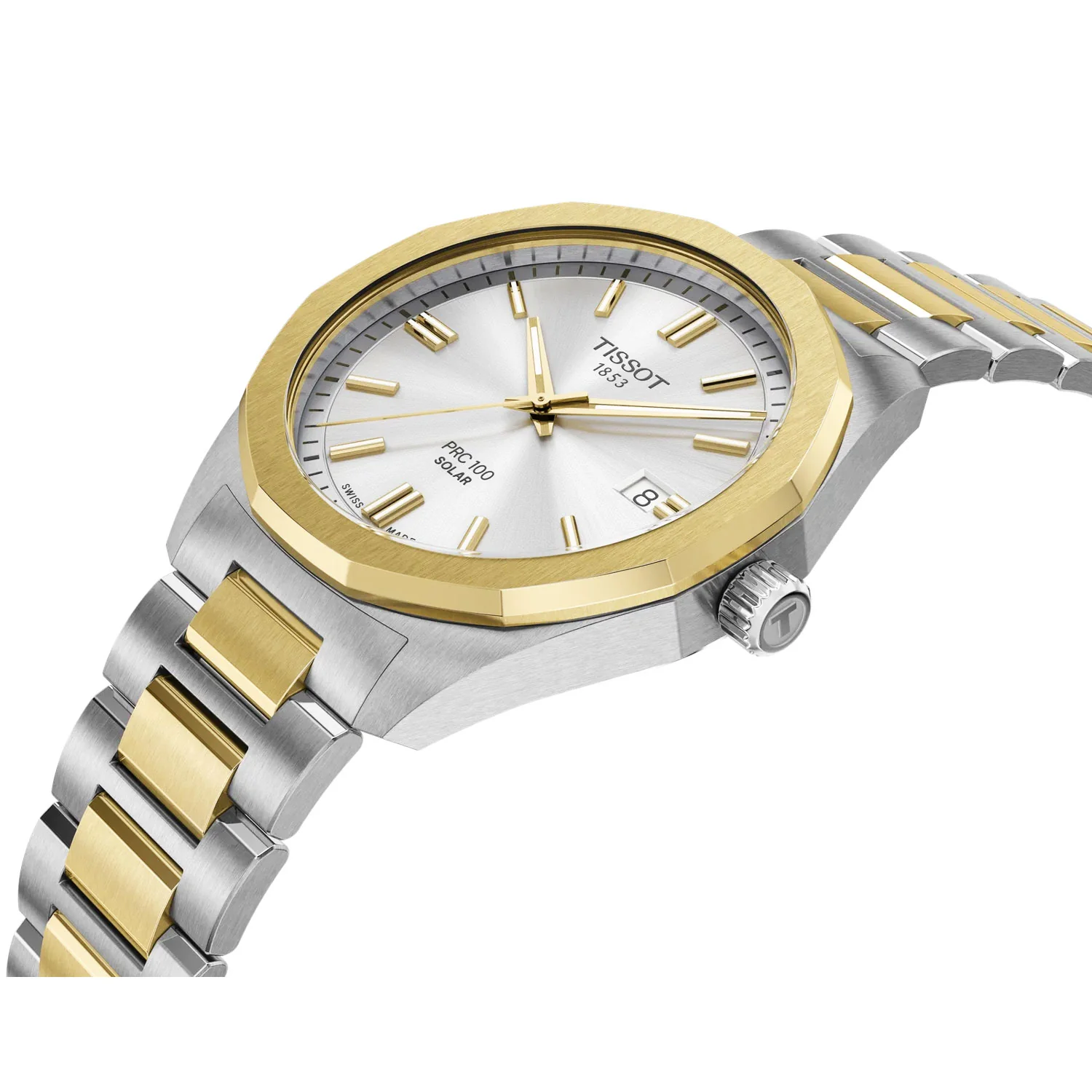 PRC100 Solar 39mm Silver Dial Two-Tone Bracelet Mens Watch - Image 2
