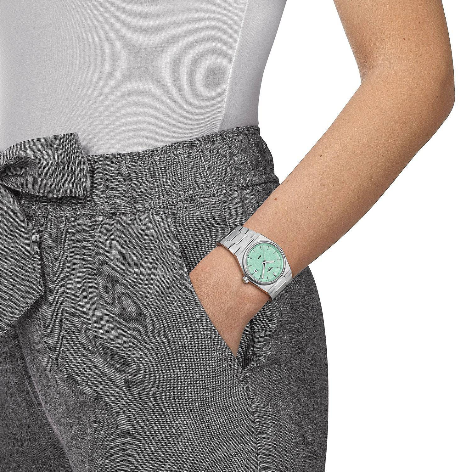 PRX 35mm Mint Green Dial Steel Bracelet Watch - Image 2
