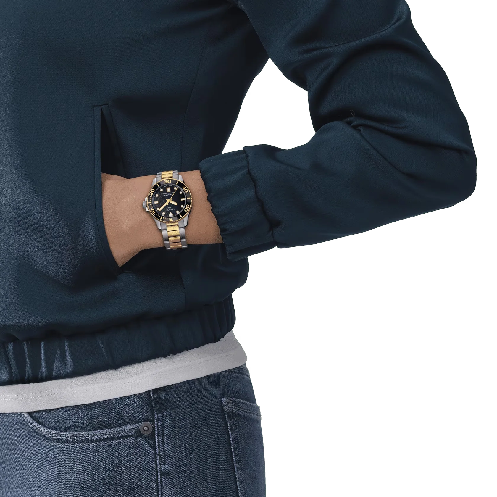 Seastar 1000 36mm Black Dial Two-Tone Bracelet Watch - Image 2