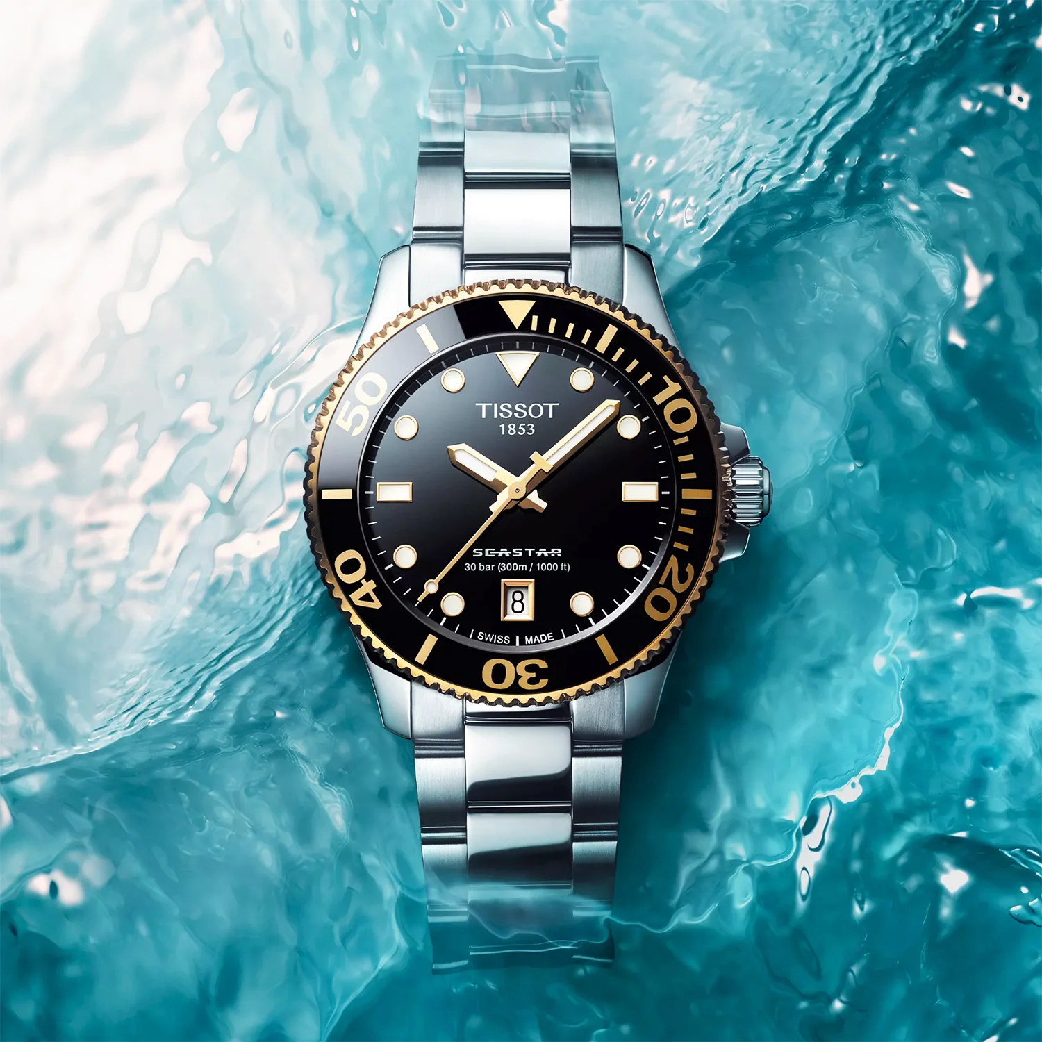 Seastar 1000 36mm Black Dial Steel Bracelet Watch - Image 3