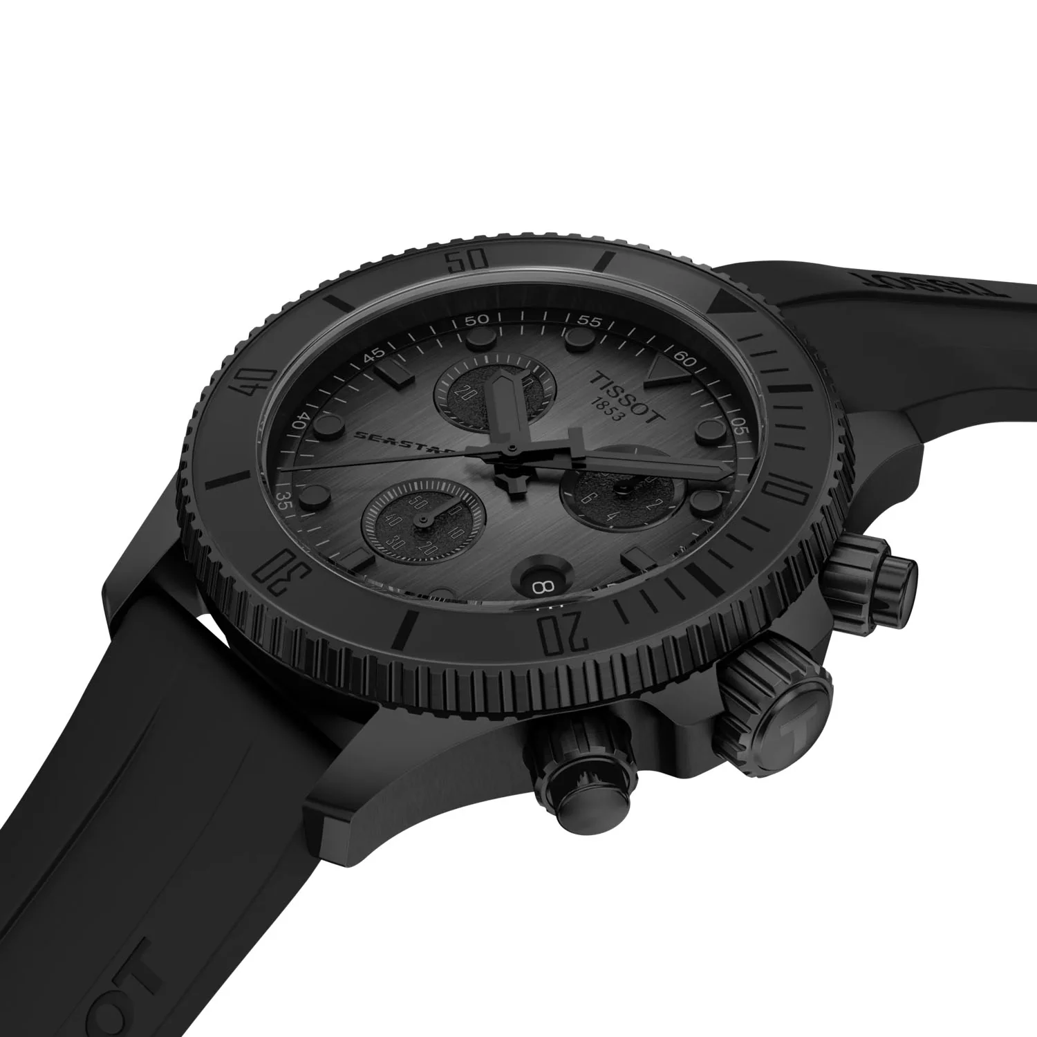 Seastar 1000 38mm Steel Black PVD Chronograph Strap Watch - Image 3