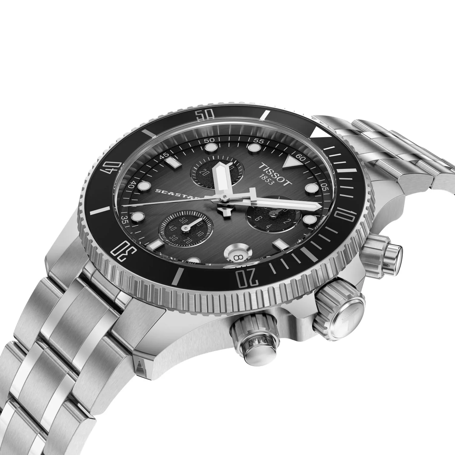 Seastar 1000 38mm Grey-Black Bracelet Chronograph Watch - Image 2