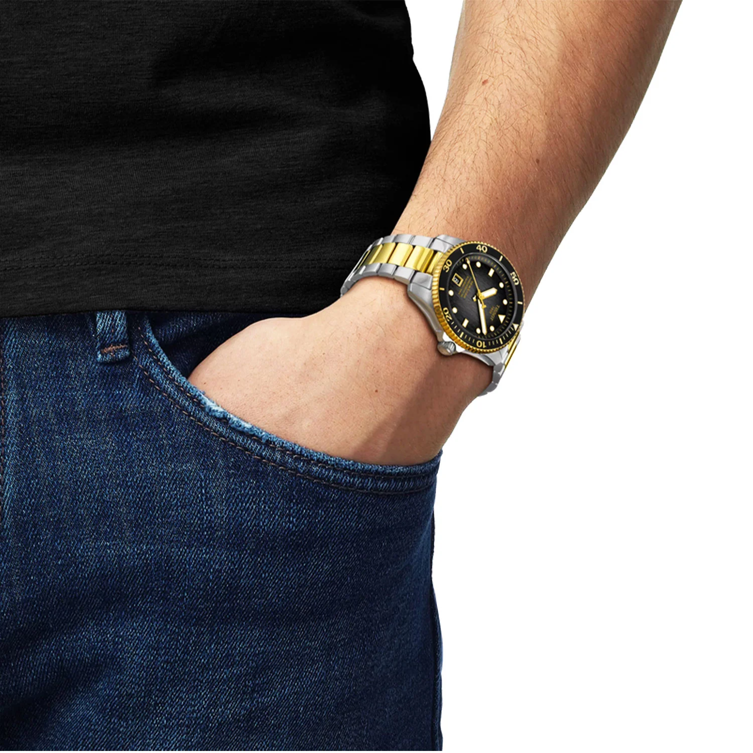 Seastar 1000 40mm Grey-Black Gradient Dial Two-Tone Bracelet Mens Automatic Watch - Image 2