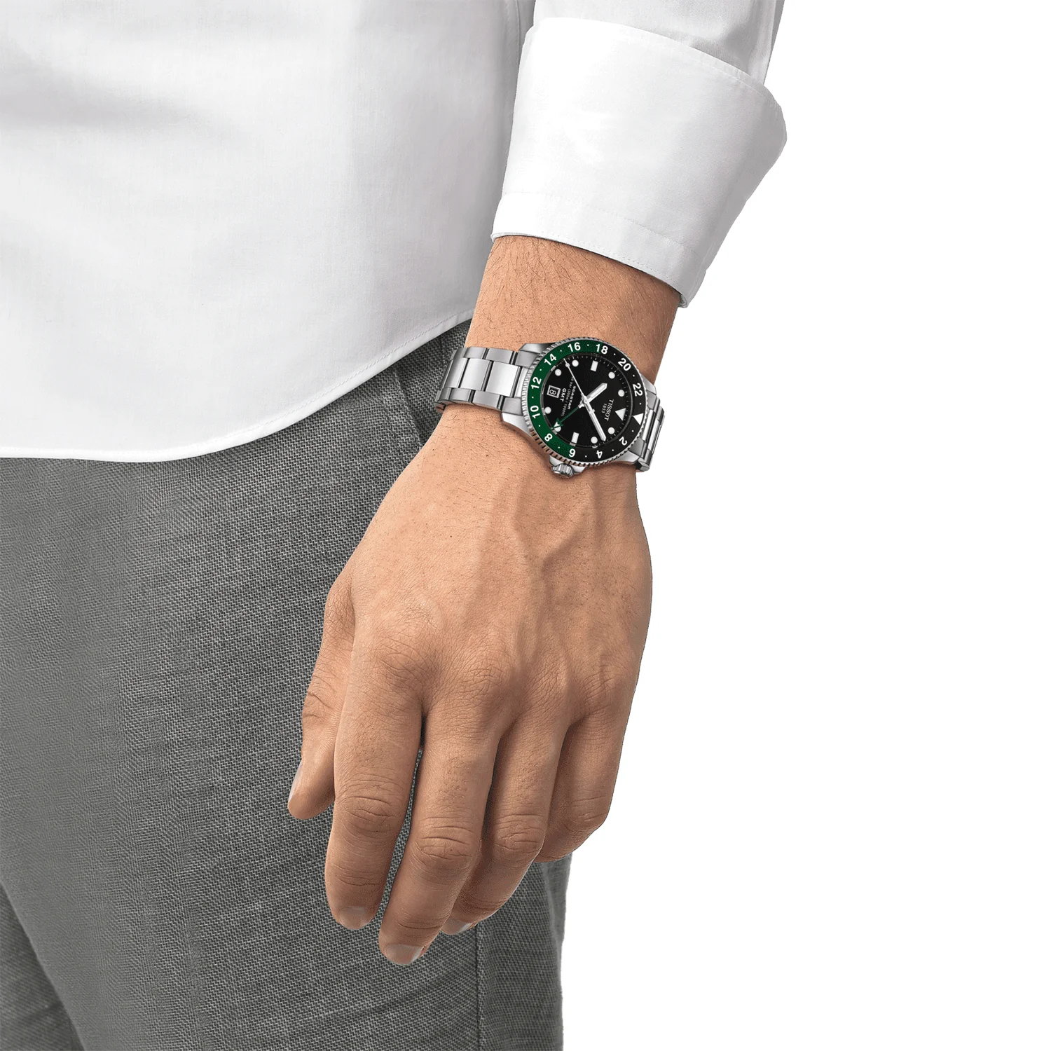 Seastar 1000 GMT 40mm Black & Green Bracelet Mens Watch - Image 2