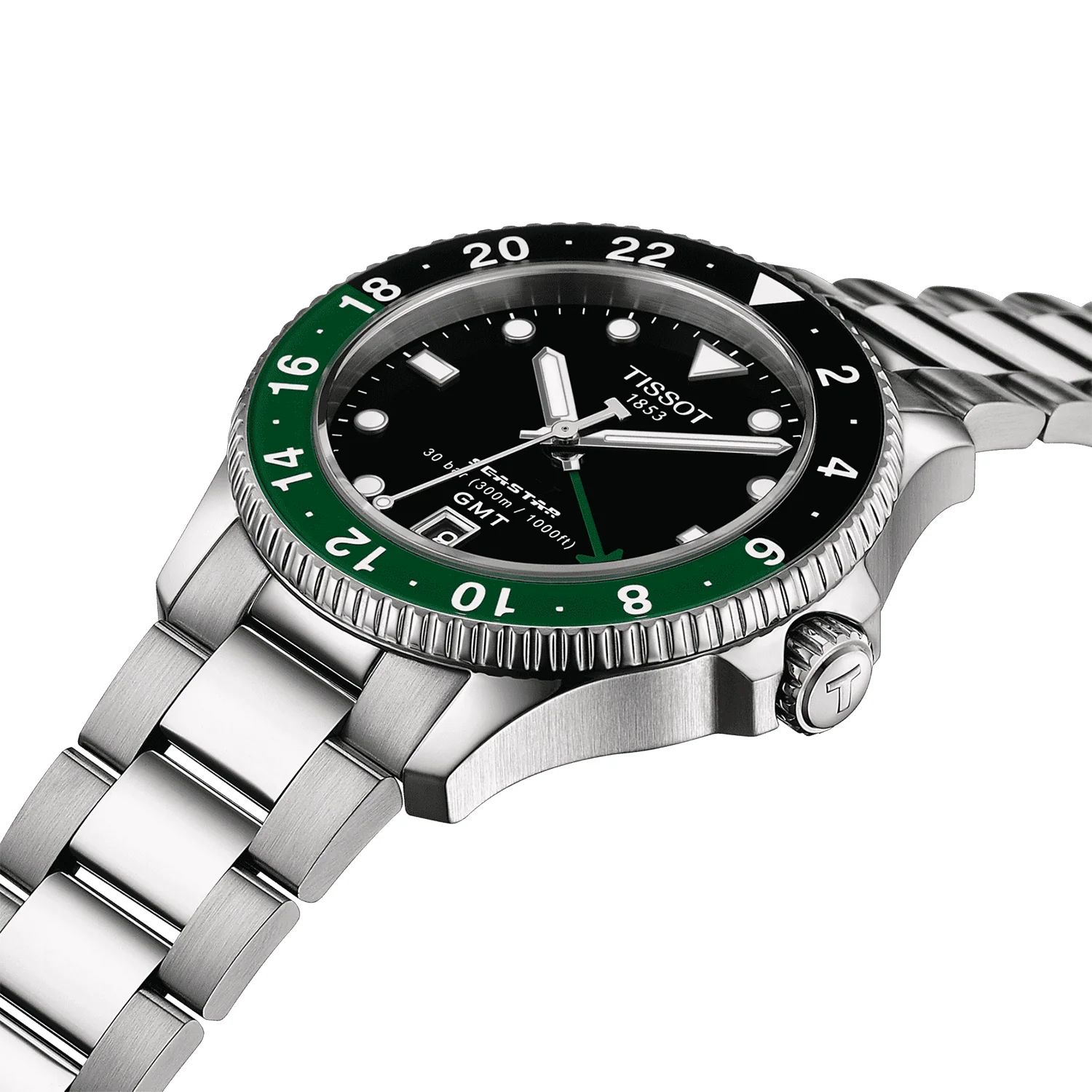 Seastar 1000 GMT 40mm Black & Green Bracelet Mens Watch - Image 3
