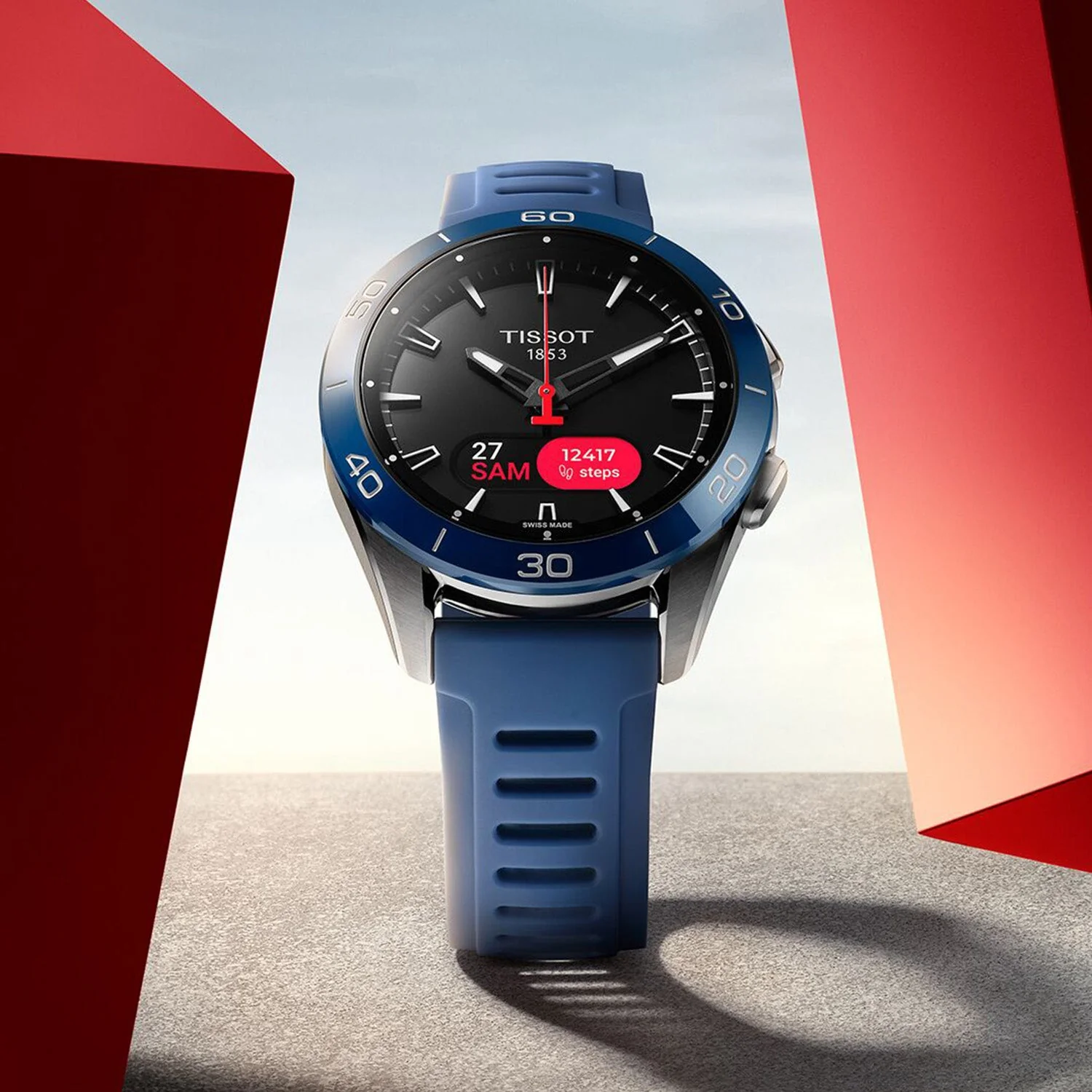 T-Touch Connect Sport 43.75mm Titanium Blue Strap Watch - Image 3