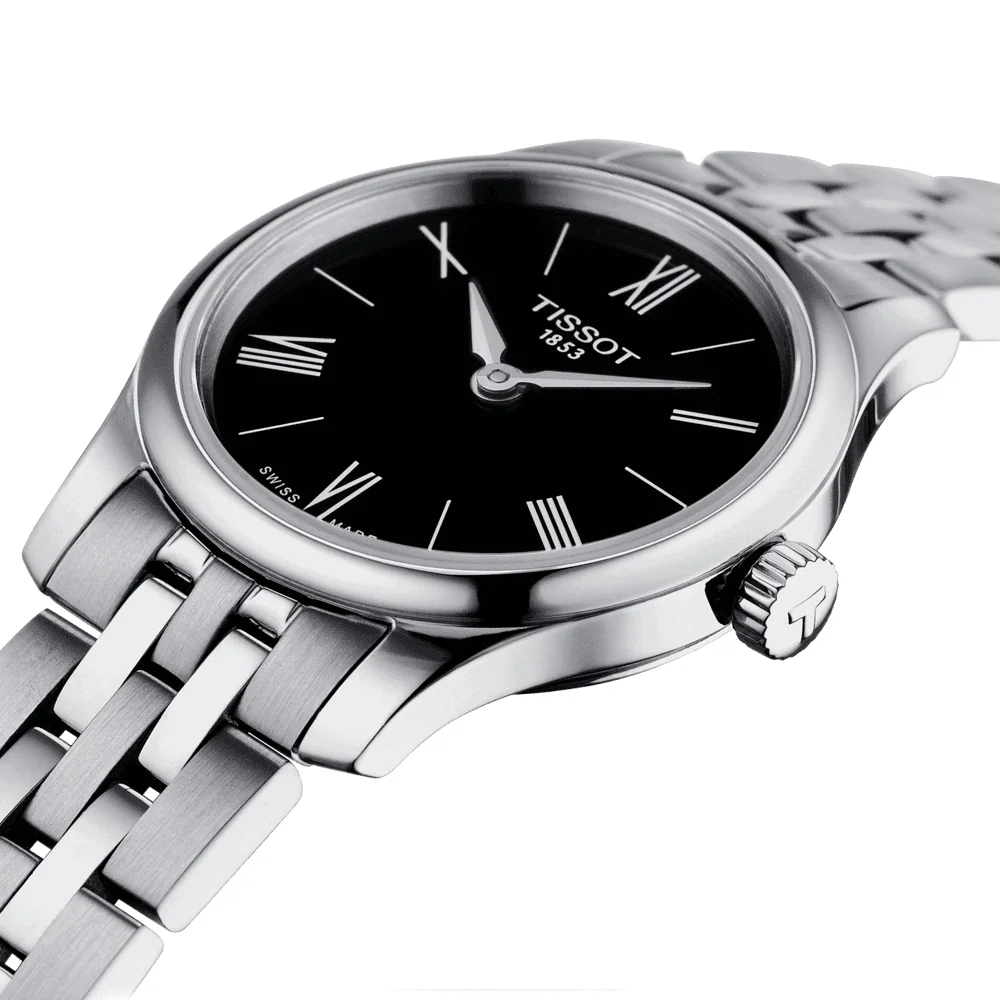 Tradition 25mm Black Dial Steel Bracelet Ladies Quartz Watch - Image 2
