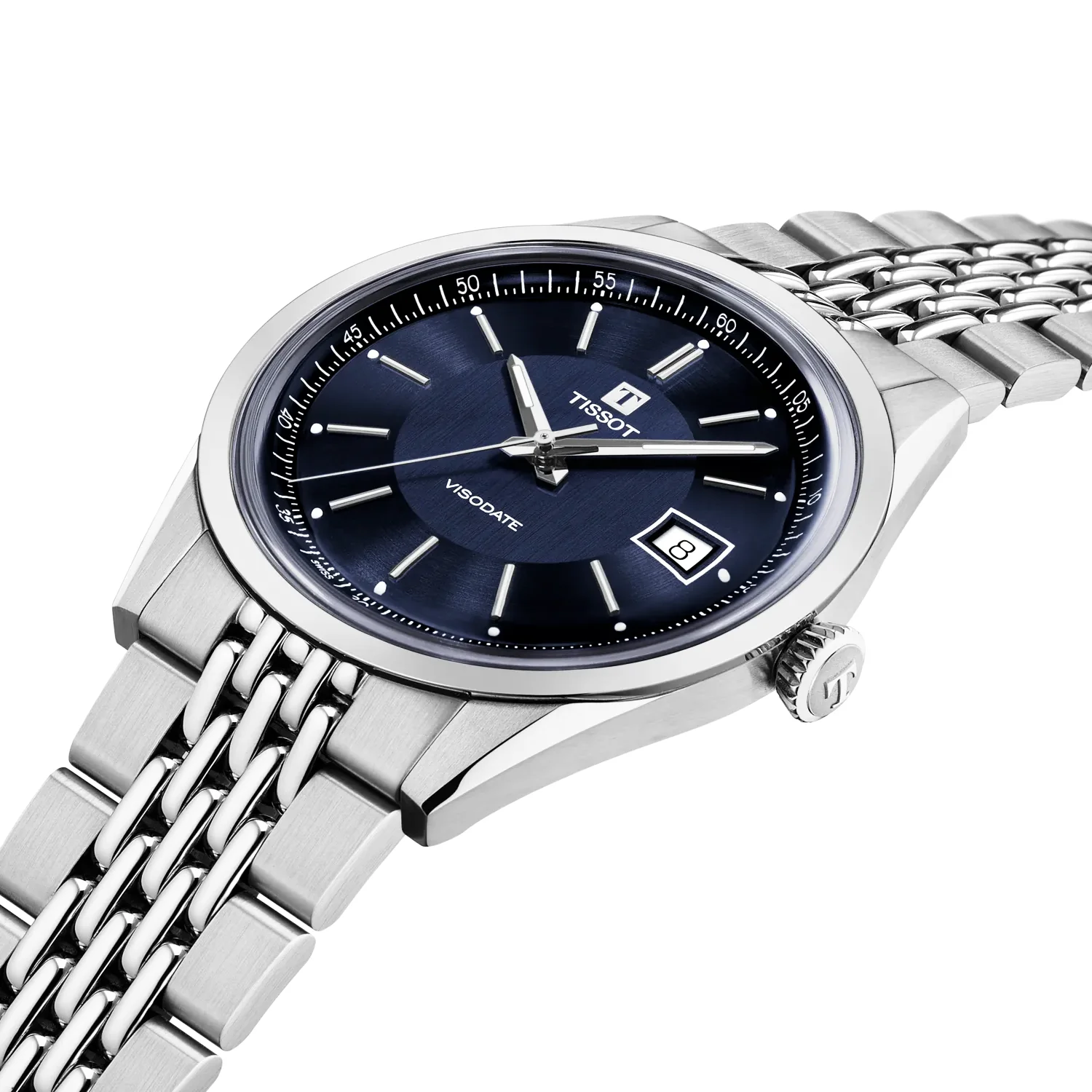 Visodate 39mm Blue Dial Steel Bracelet Mens Automatic Watch - Image 4