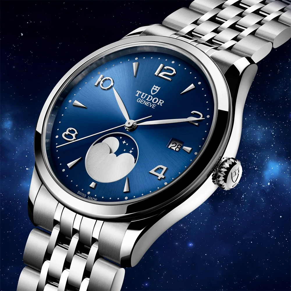 1926 Luna 39mm Blue Sunray Moonphase Dial Automatic Watch - Image 2
