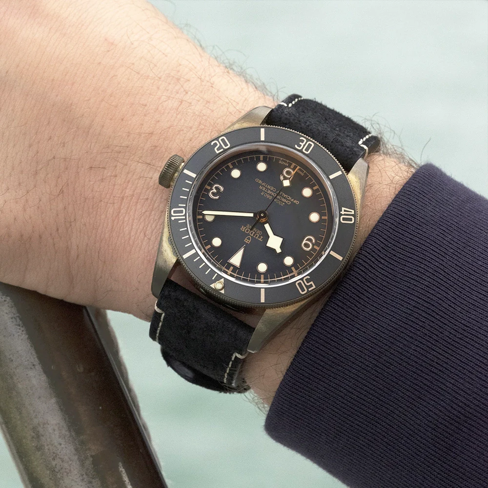 Black Bay Bronze 43mm Slate Grey Dial Men's Automatic Leather Strap Watch - Image 3