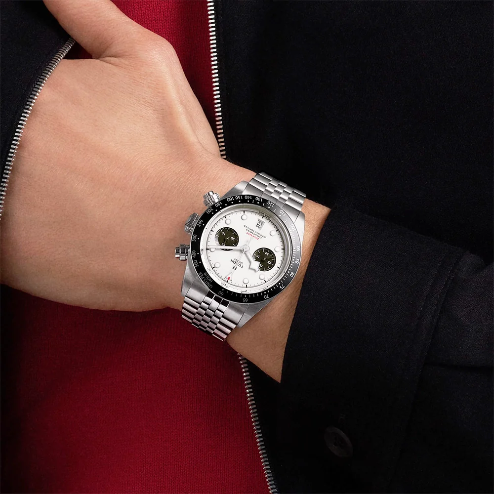 Black Bay Chrono 41mm Opaline Silver Dial Five-Link Bracelet Watch - Image 2