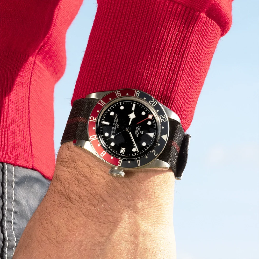 Black Bay GMT 41mm Black Dial Automatic Men's Fabric Strap Watch - Image 3