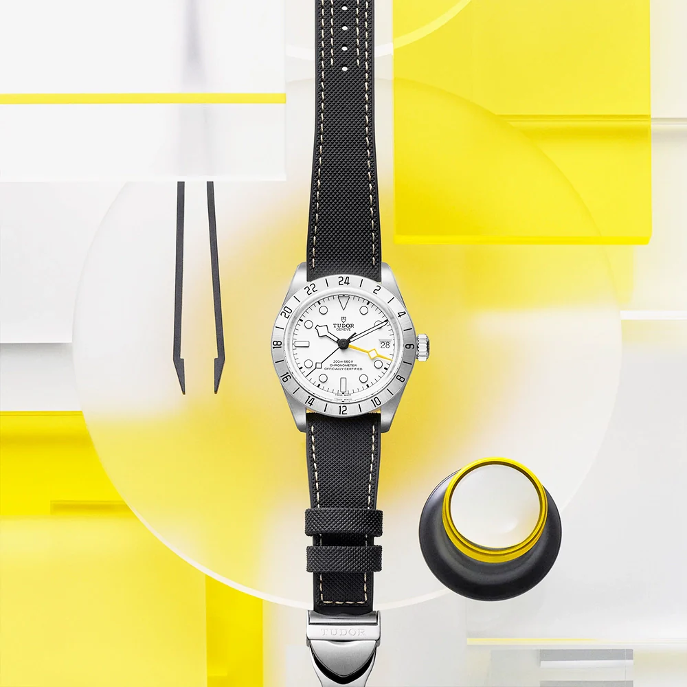 Black Bay Pro 39mm Opaline White Dial Leather Strap Watch - Image 2