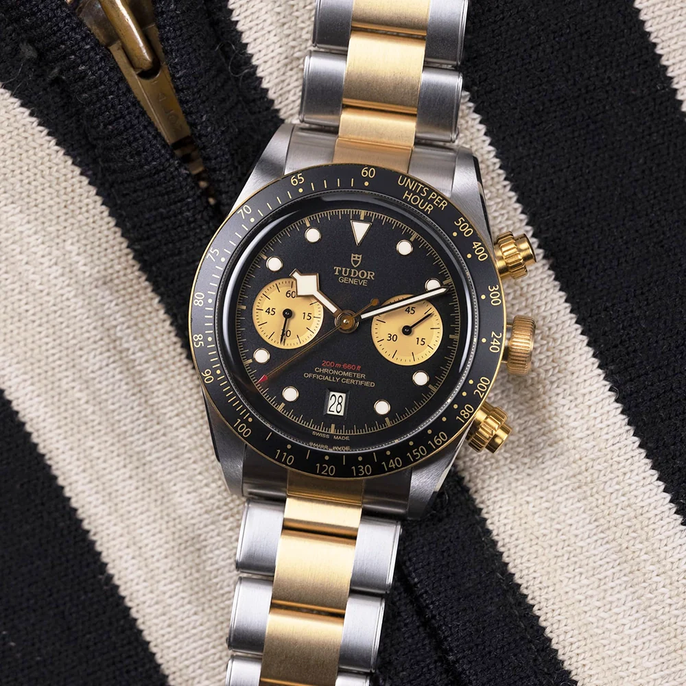 Black Bay S&G 41mm Black/Gold Dial Men's Chronograph Bracelet Watch - Image 2