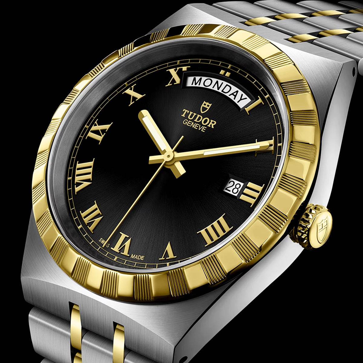 Royal Date/Day 41mm S&G Black Roman Dial Automatic Watch - Image 2