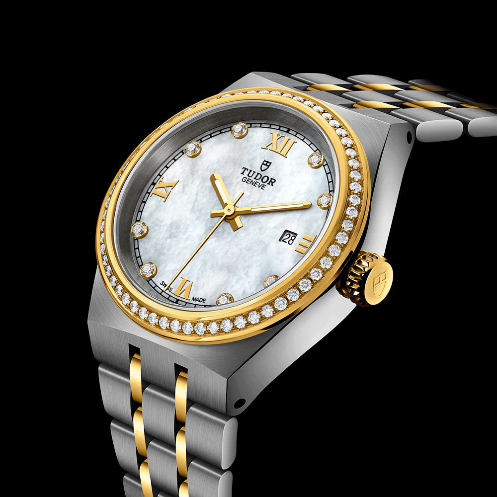 Royal 28mm Two-Tone White Mother of Pearl Diamond Dial & Bezel Watch - Image 3