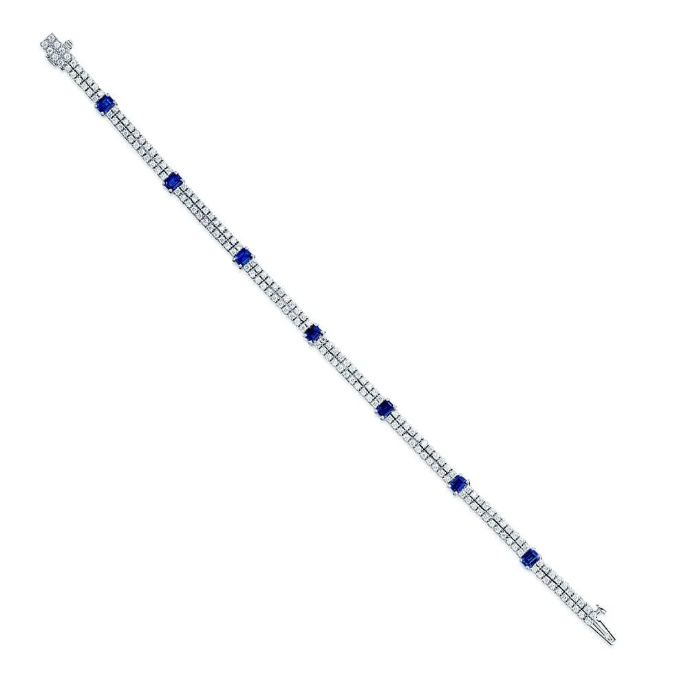 18ct White Gold Sapphire & Diamond Two Row Bracelet - Image 2