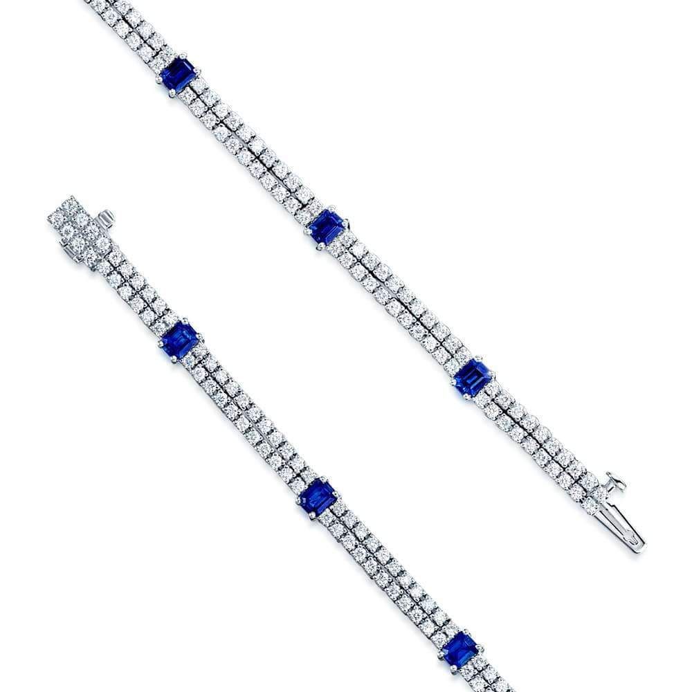 18ct White Gold Sapphire & Diamond Two Row Bracelet - Image 3