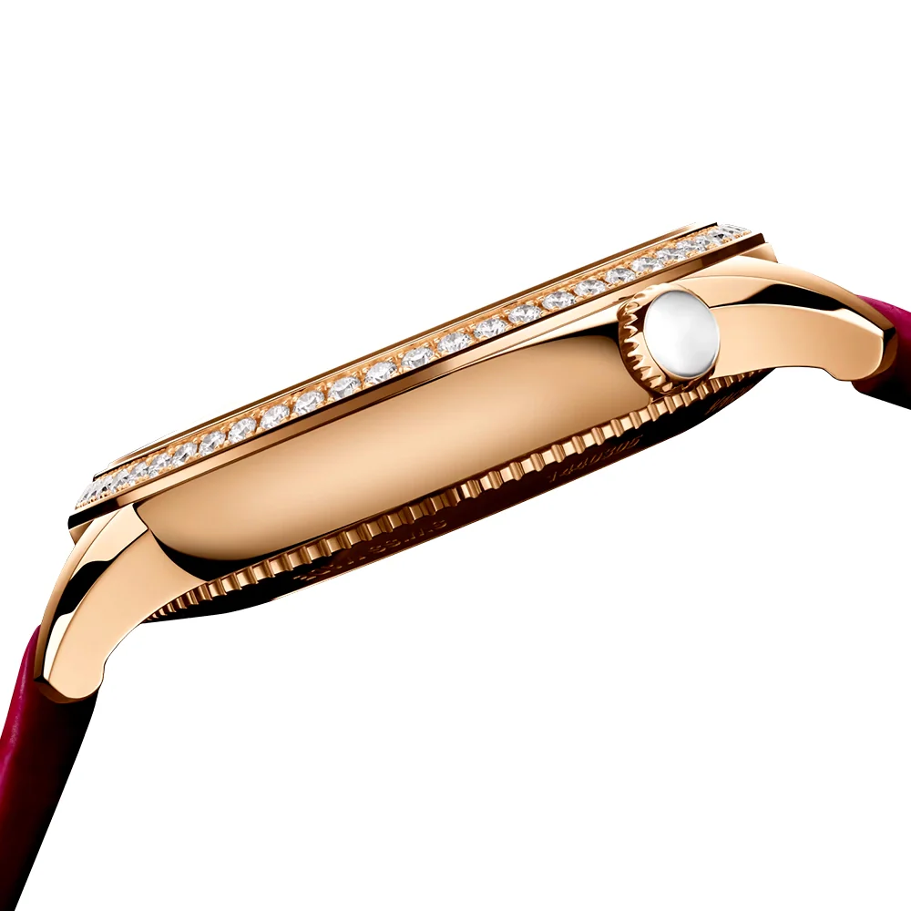 Egerie Quartz 30mm 18ct Pink Gold Diamond Set Ladies Strap Watch - Image 7