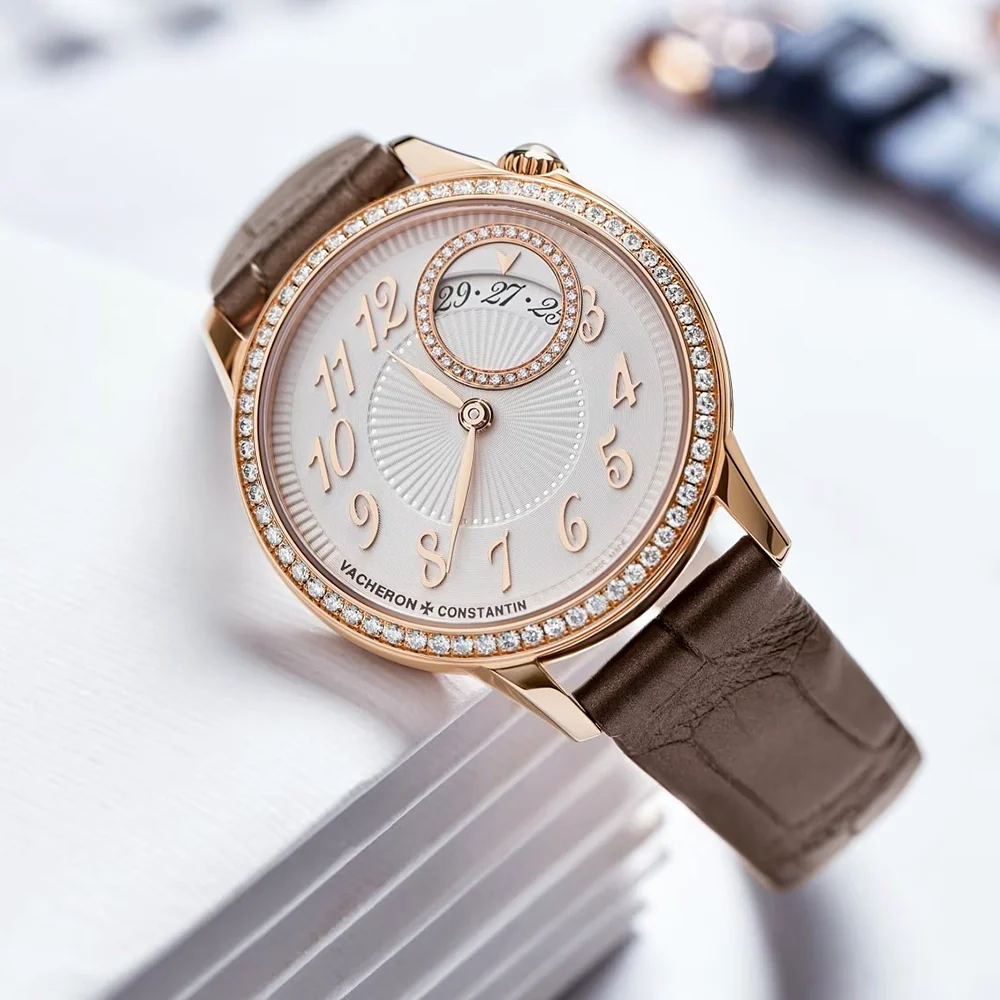 Egerie Quartz 30mm 18ct Pink Gold Diamond Set Ladies Strap Watch - Image 8