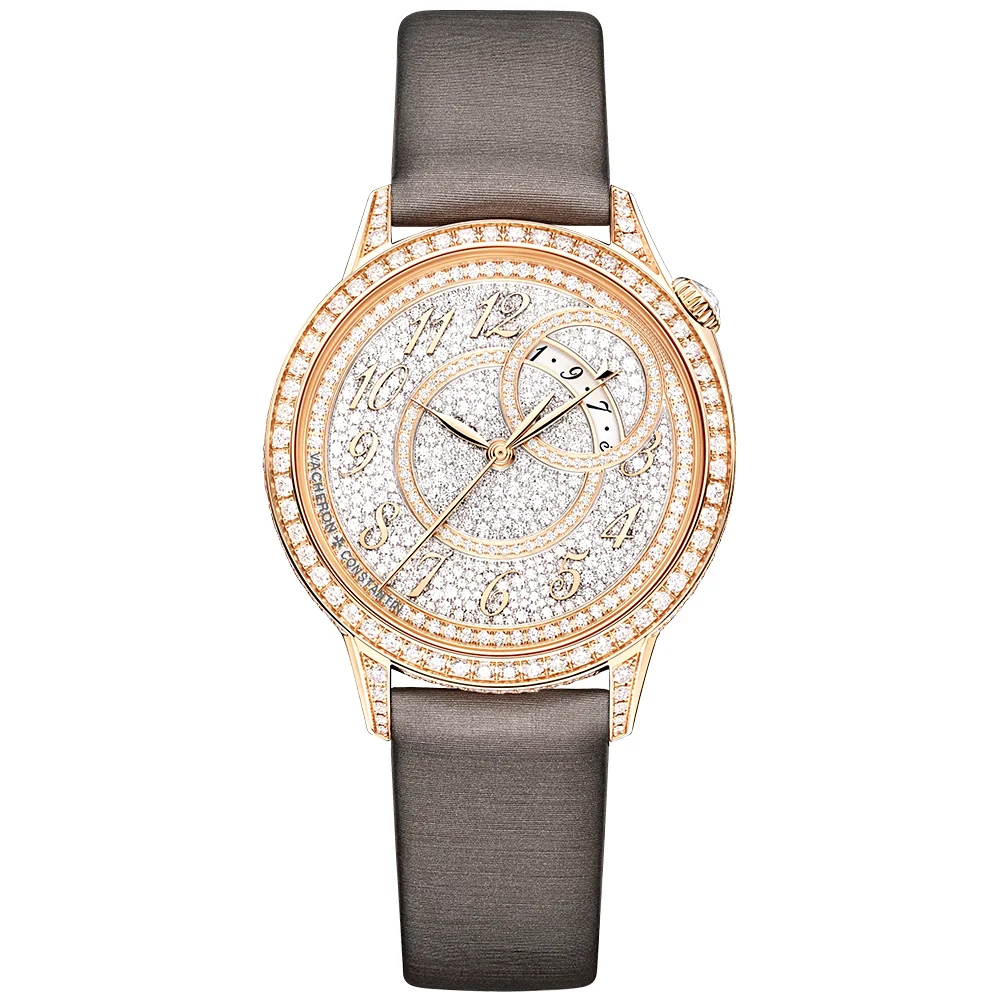 Egerie Self-Winding 18ct Pink Gold Diamond Set Ladies Pink Strap Watch