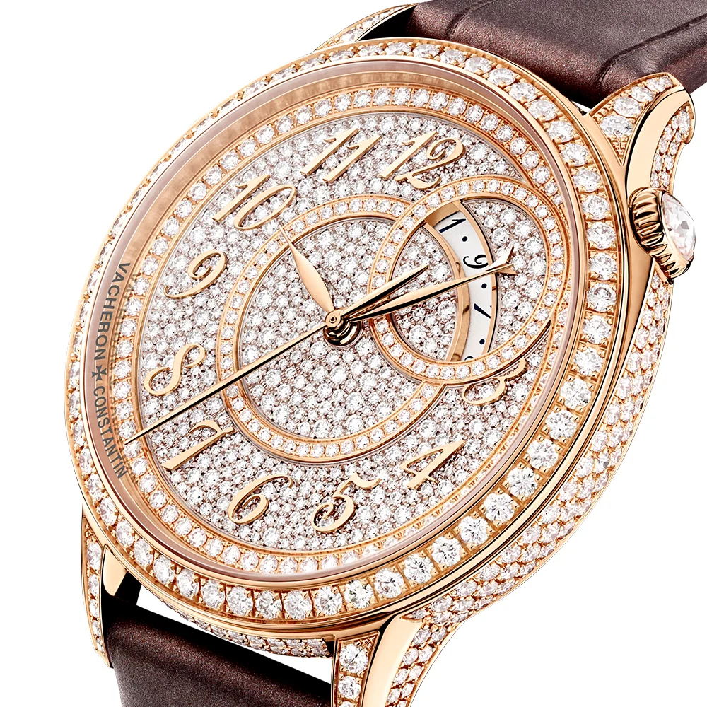 Egerie Self-Winding 18ct Pink Gold Diamond Set Ladies Pink Strap Watch - Image 5