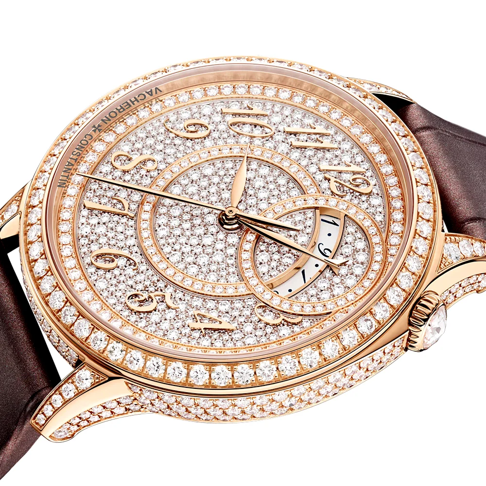 Egerie Self-Winding 18ct Pink Gold Diamond Set Ladies Pink Strap Watch - Image 6