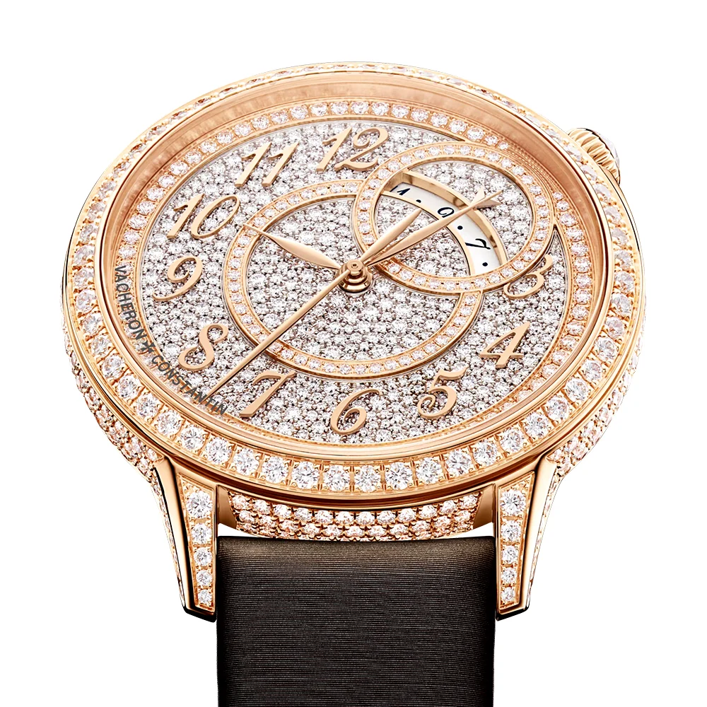 Egerie Self-Winding 18ct Pink Gold Diamond Set Ladies Pink Strap Watch - Image 7
