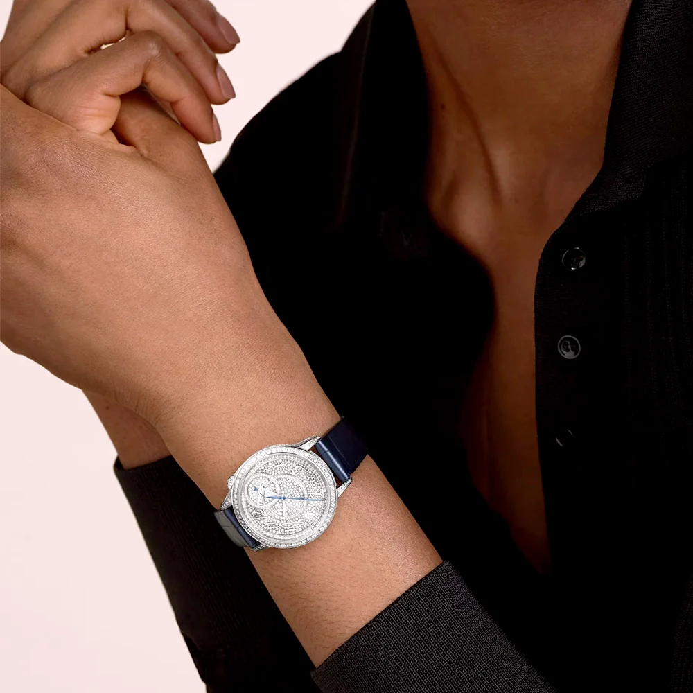 Egerie Self-Winding 18ct White Gold Diamond Set Ladies Strap Watch - Image 3