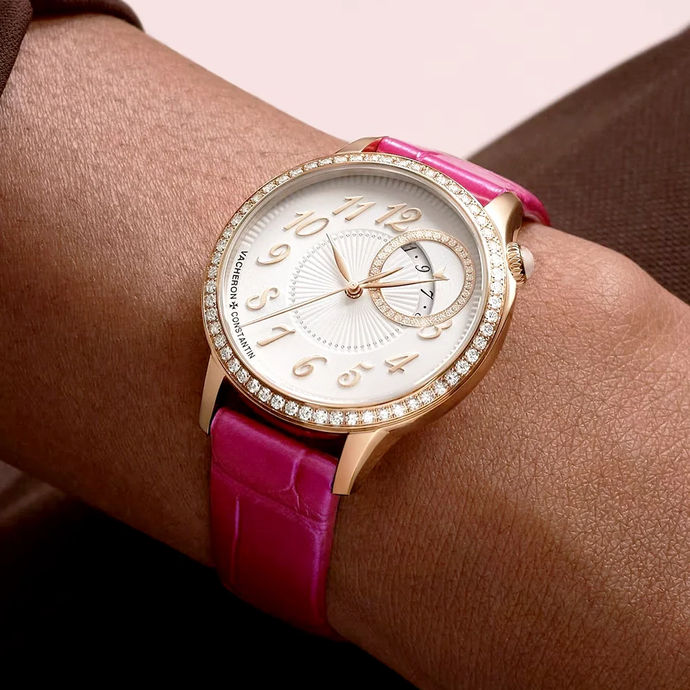 Egerie Self-Winding 18ct Pink Gold Diamond Set Ladies Strap Watch - Image 2