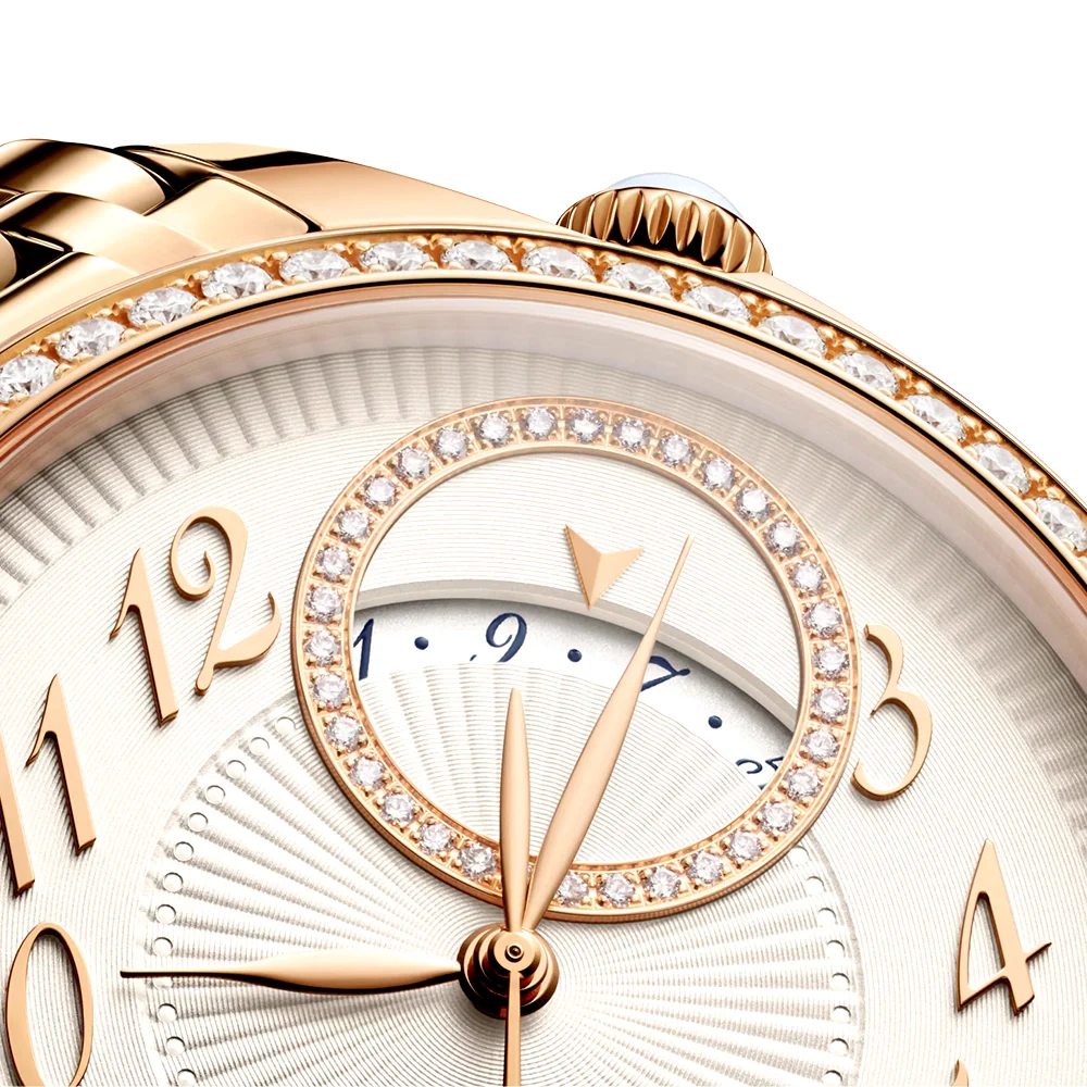 Egerie Self-Winding 18ct Pink Gold Diamond Set Ladies Bracelet Watch - Image 6