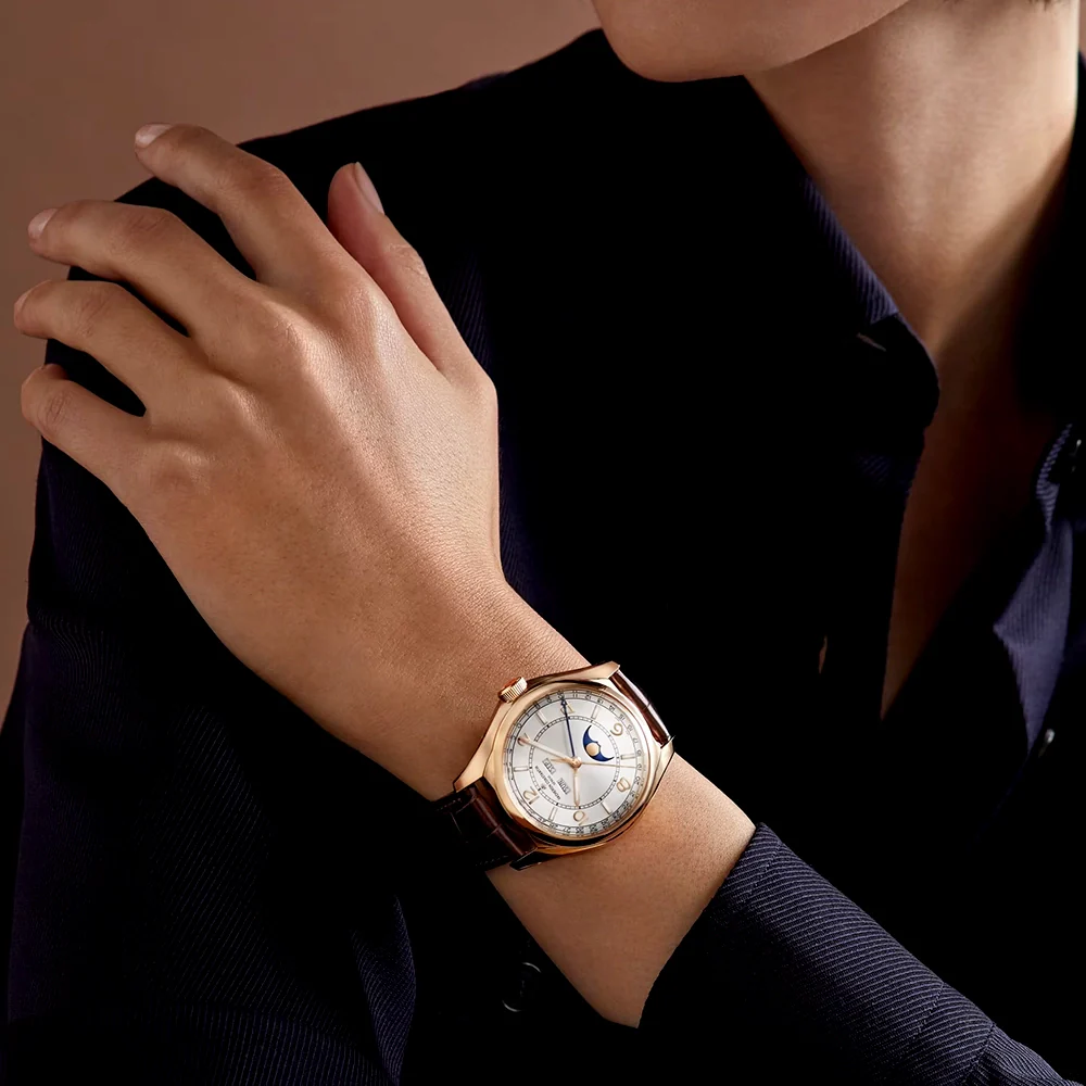 Fiftysix Complete Calendar 40mm 18ct Pink Gold Mens Automatic Watch - Image 3