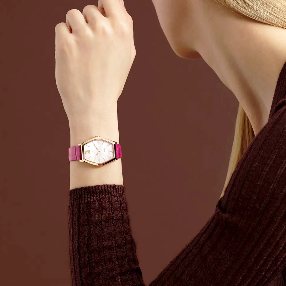 Malte Manual-Winding 18ct Pink Gold & Leather Strap Ladies Watch - Image 4
