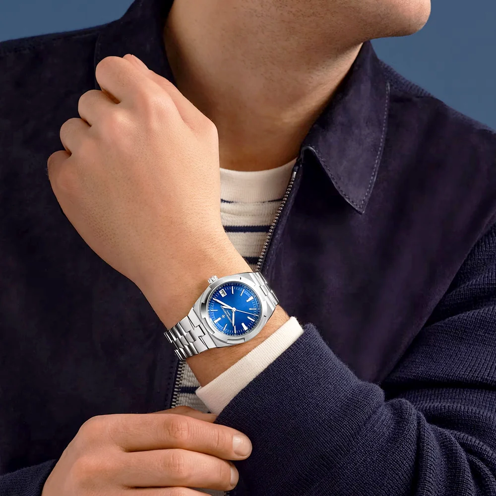 Overseas Self-Winding 41mm Steel Blue Dial Mens Bracelet Watch - Image 3