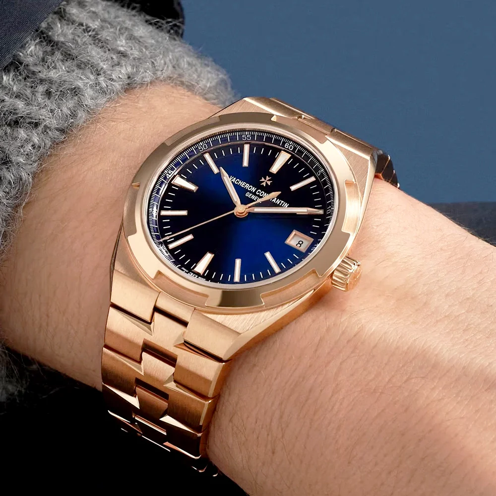 Overseas Self-Winding 18ct Pink Gold Blue Dial Mens Bracelet Watch - Image 2