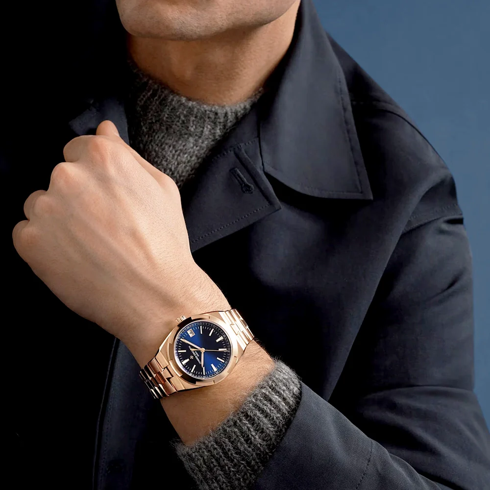 Overseas Self-Winding 18ct Pink Gold Blue Dial Mens Bracelet Watch - Image 3