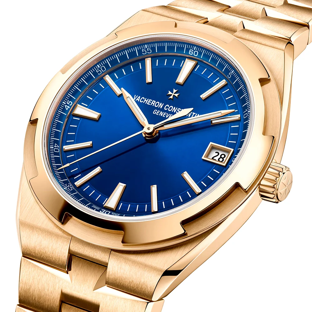 Overseas Self-Winding 18ct Pink Gold Blue Dial Mens Bracelet Watch - Image 4