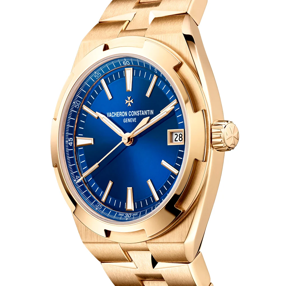 Overseas Self-Winding 18ct Pink Gold Blue Dial Mens Bracelet Watch - Image 5