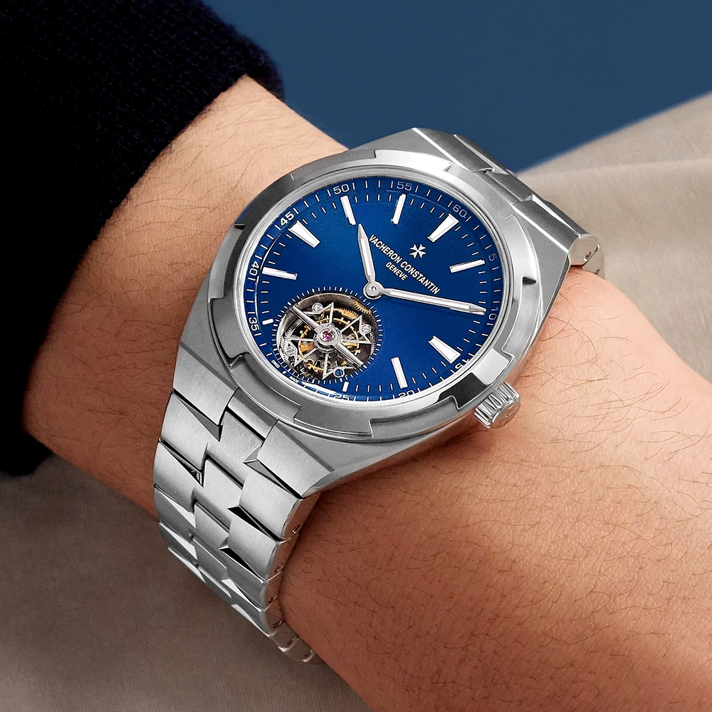 Overseas Tourbillon Steel Sunray Blue Dial Mens Automatic Watch - Image 2