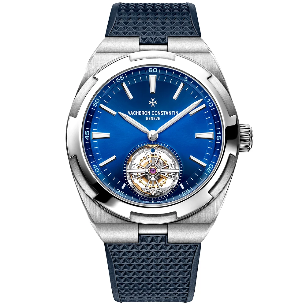 Overseas Tourbillon Steel Sunray Blue Dial Mens Automatic Watch - Image 5