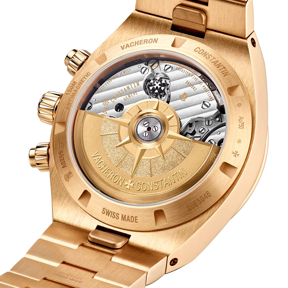 Overseas Chronograph 18ct Pink Gold Blue Dial Mens Bracelet Watch - Image 7