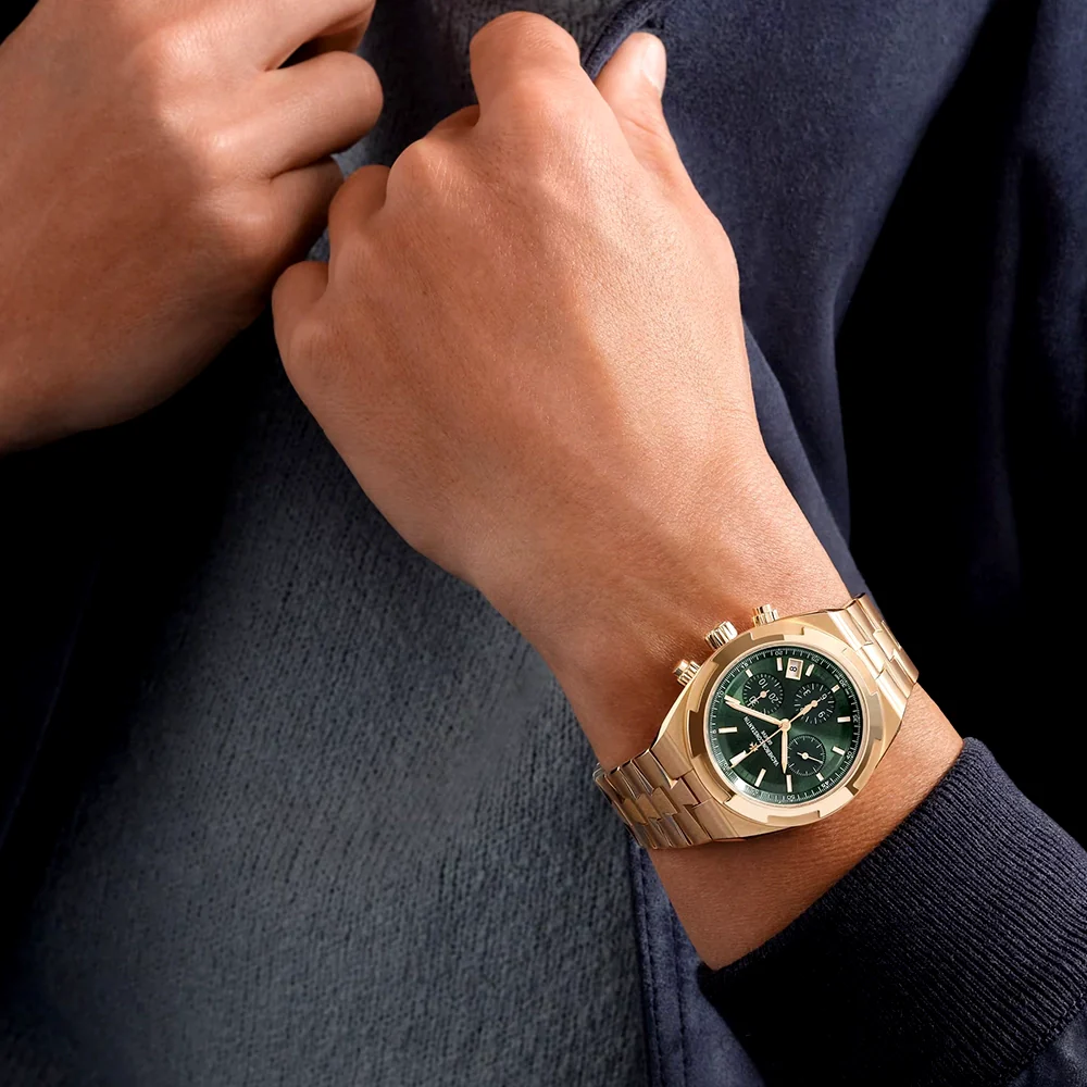 Overseas Chronograph 18ct Pink Gold Green Dial Automatic Bracelet Watch - Image 4