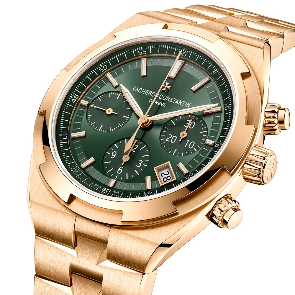 Overseas Chronograph 18ct Pink Gold Green Dial Automatic Bracelet Watch - Image 5