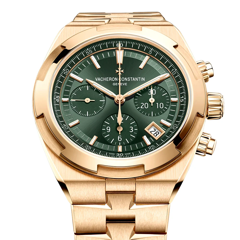 Overseas Chronograph 18ct Pink Gold Green Dial Automatic Bracelet Watch - Image 6