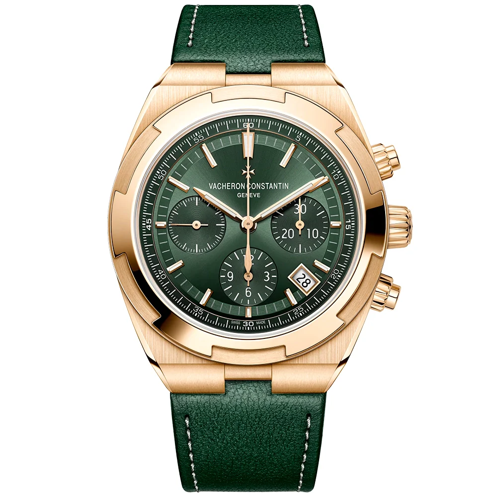 Overseas Chronograph 18ct Pink Gold Green Dial Automatic Bracelet Watch - Image 9