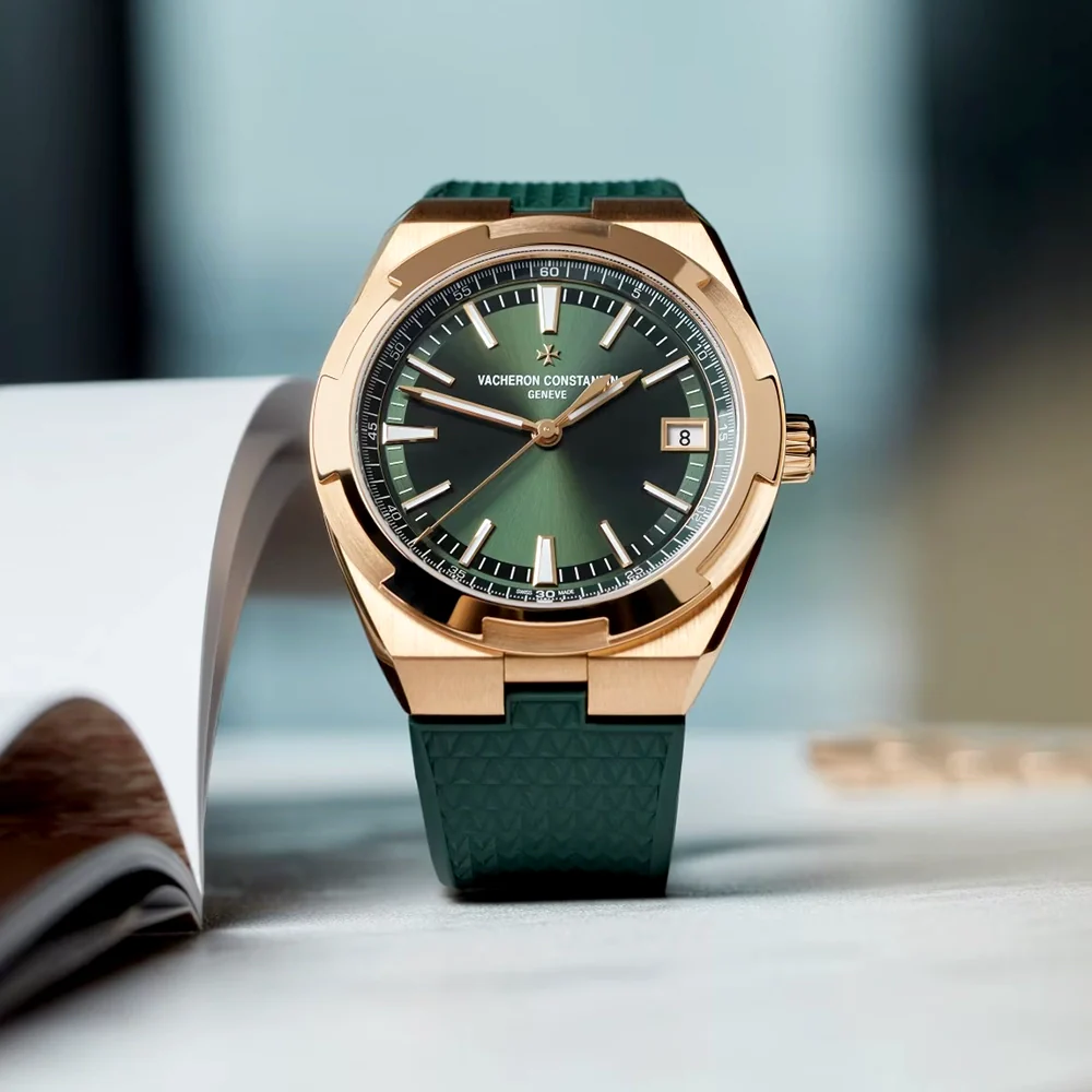 Overseas Self-Winding 18ct Pink Gold Green Dial Automatic Men's Watch - Image 7