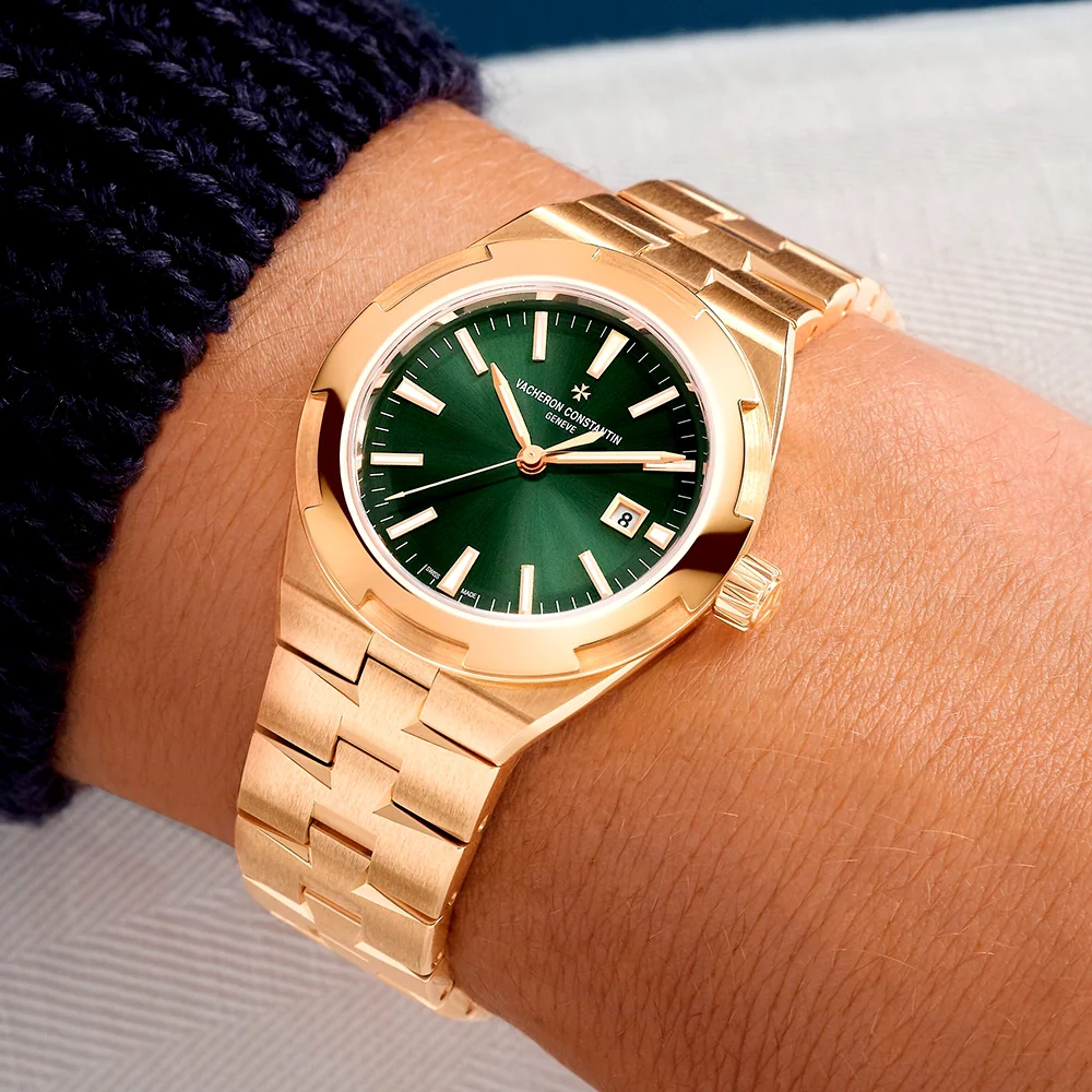Overseas Self-Winding 34.5mm 18ct Pink Gold Green Dial Ladies Watch - Image 2